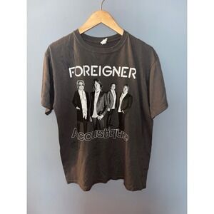 Foreigner Acoustique Band T Shirt Vintage 2000s Mens Large Gray Graphic Tee